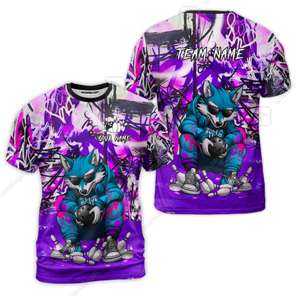 Custom Streetwear Wolf Bowling Jersey Polo Shirt, Custom Streetwear Wolf Bowling Jersey Team Shirt For Players With Name & Team Name