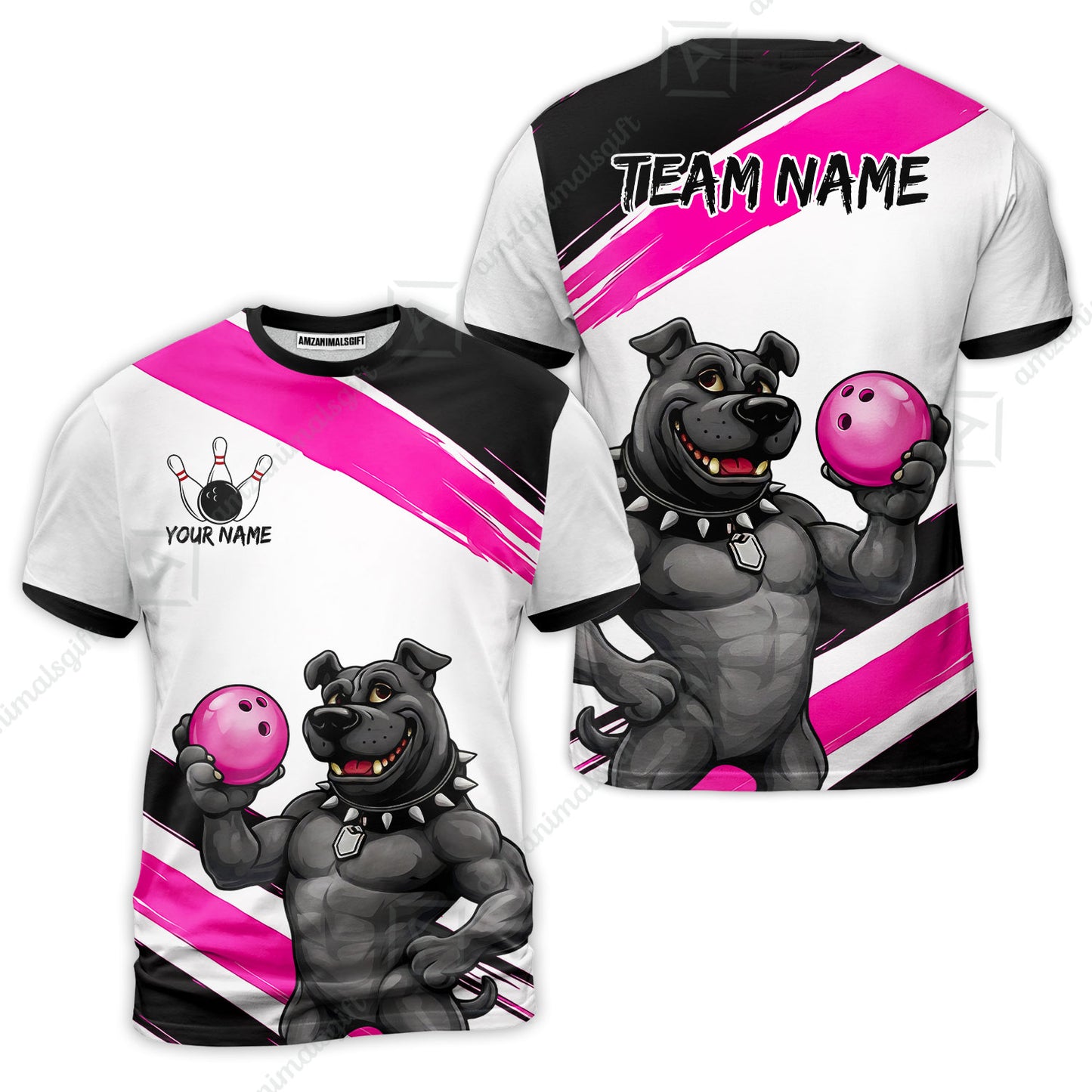 Custom Bowling Jersey Polo Shirt, Badass Dog Bowling Custom Bowling Jersey Team Shirt For Players With Name & Team Name