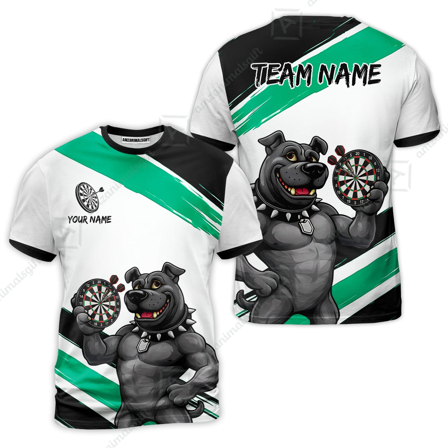 Custom Darts Jersey Polo Shirt, Pitbull Hold Dart Board, Custom Dart Jersey Team Shirt For Players With Name & Team Name