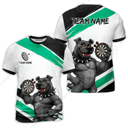 Custom Darts Jersey Polo Shirt, Pitbull Hold Dart Board, Custom Dart Jersey Team Shirt For Players With Name & Team Name