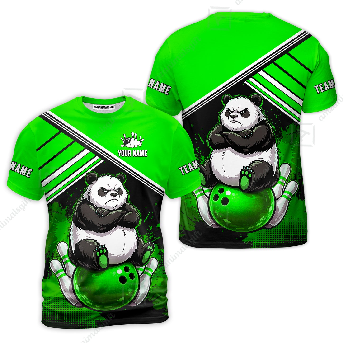 Custom Bowling Jersey Polo Shirt, Panda Mascot Bowling Custom Bowling Jersey Team Shirt For Players With Name & Team Name