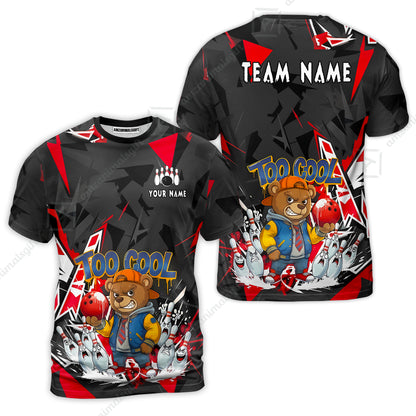 Custom Bowling Jersey Polo Shirt, Streetwear Style Bear Bowling, Custom Bowling Jersey Team Shirt For Players With Name & Team Name