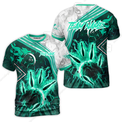 Customized Bowling Unisex Polo Shirt, Fire & Smoke Bowling Pins, Bowling Uniform - Personalized Name And Team Name