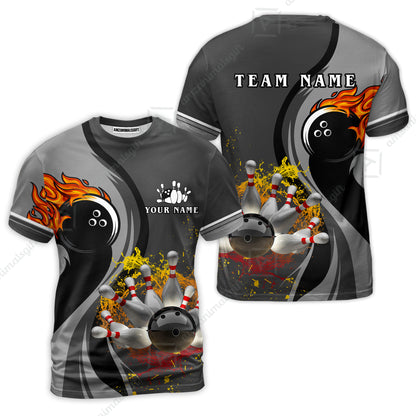 Customized Bowling Unisex Polo Shirt, Bowling And Pins Water Flow Multicolor Option Customized Name And Team Name For Bowling Team Polo Jerseys Shirts