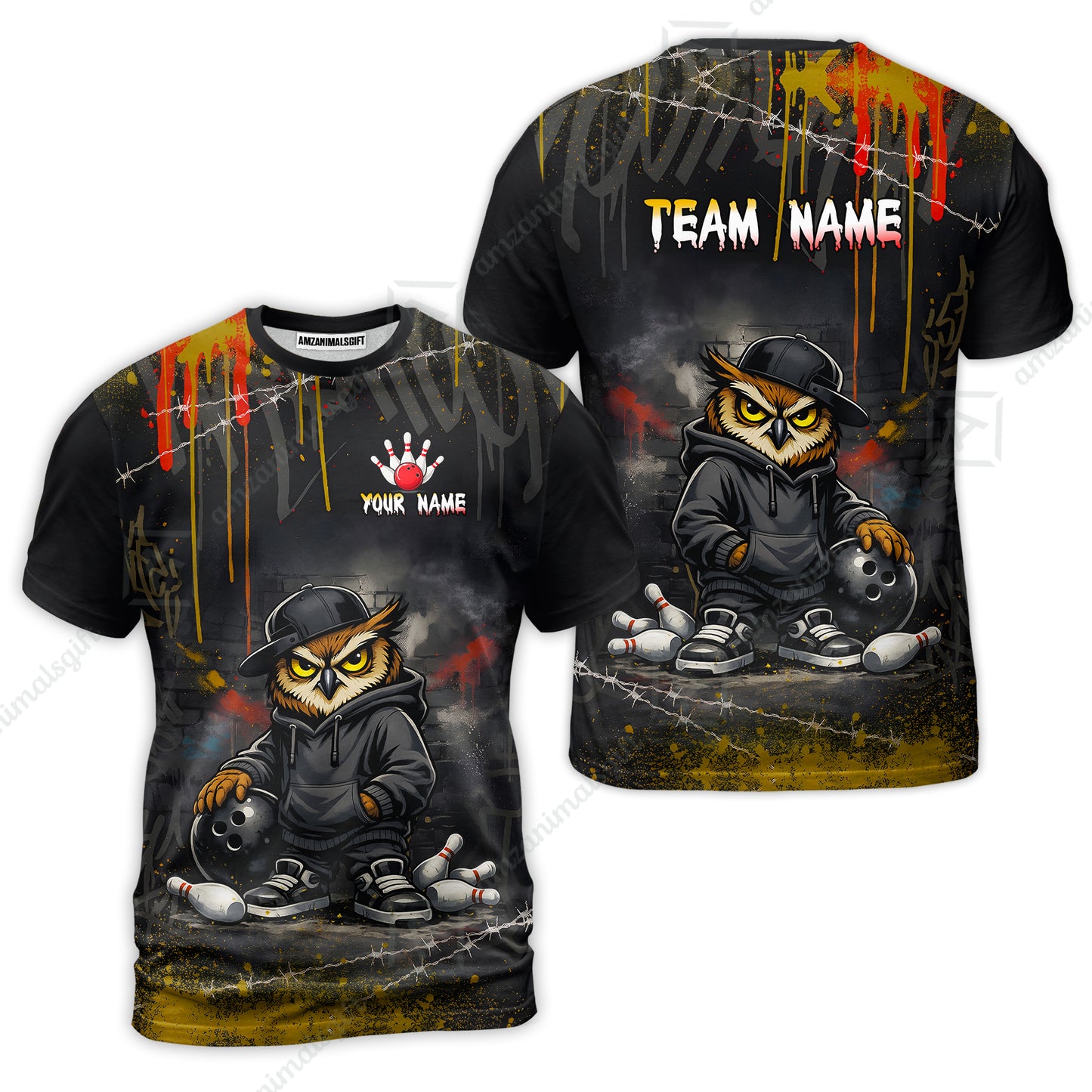 Custom Bowling Jersey Polo Shirt, Night Owl Striker Bowling, Custom Bowling Jersey Team Shirt For Players With Name & Team Name