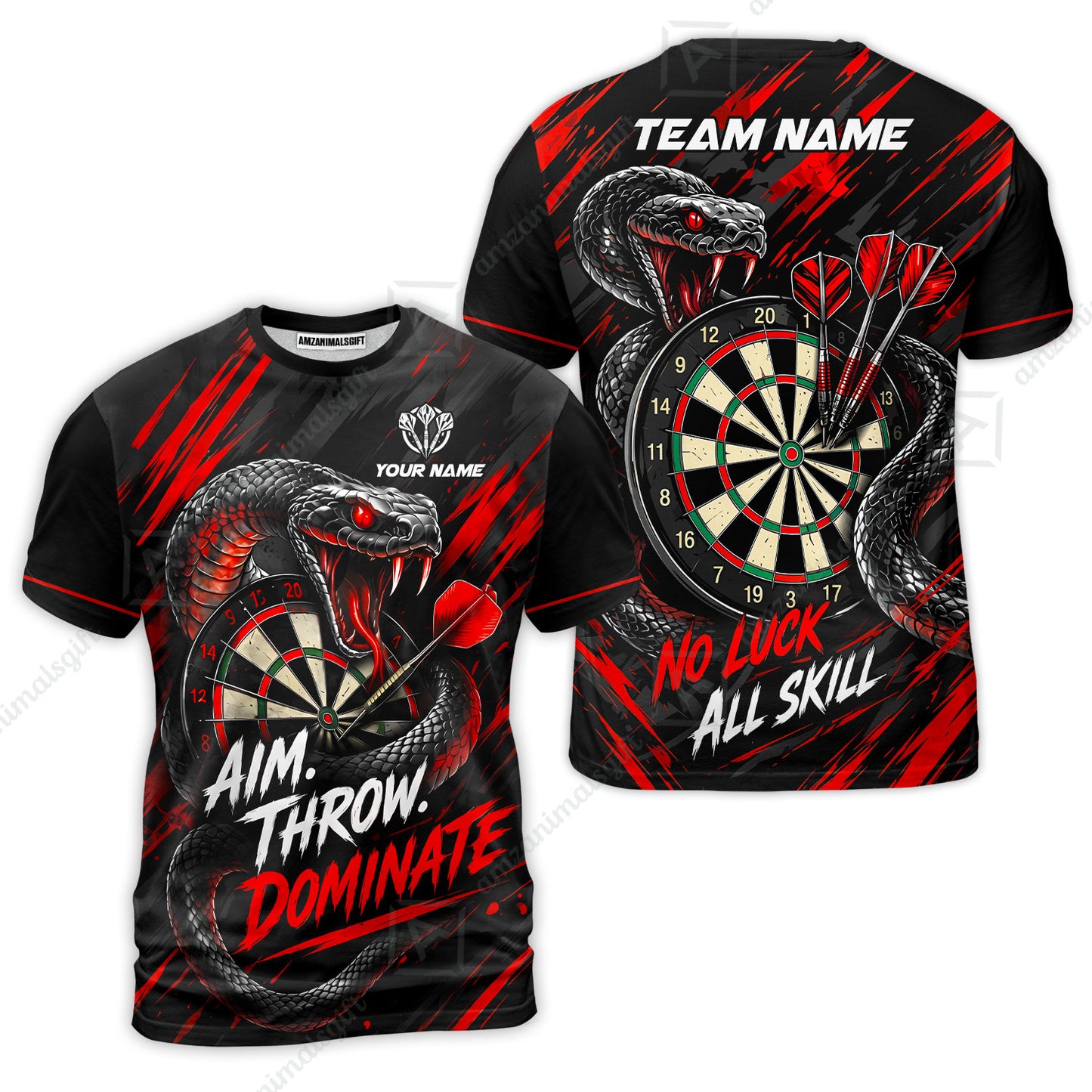 Customized Darts Team Jersey, Personalized Snake Darts Abstract Background Polo Shirt For Players With Name & Team Name