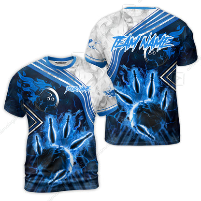 Customized Bowling Unisex Polo Shirt, Fire & Smoke Bowling Pins, Bowling Uniform - Personalized Name And Team Name