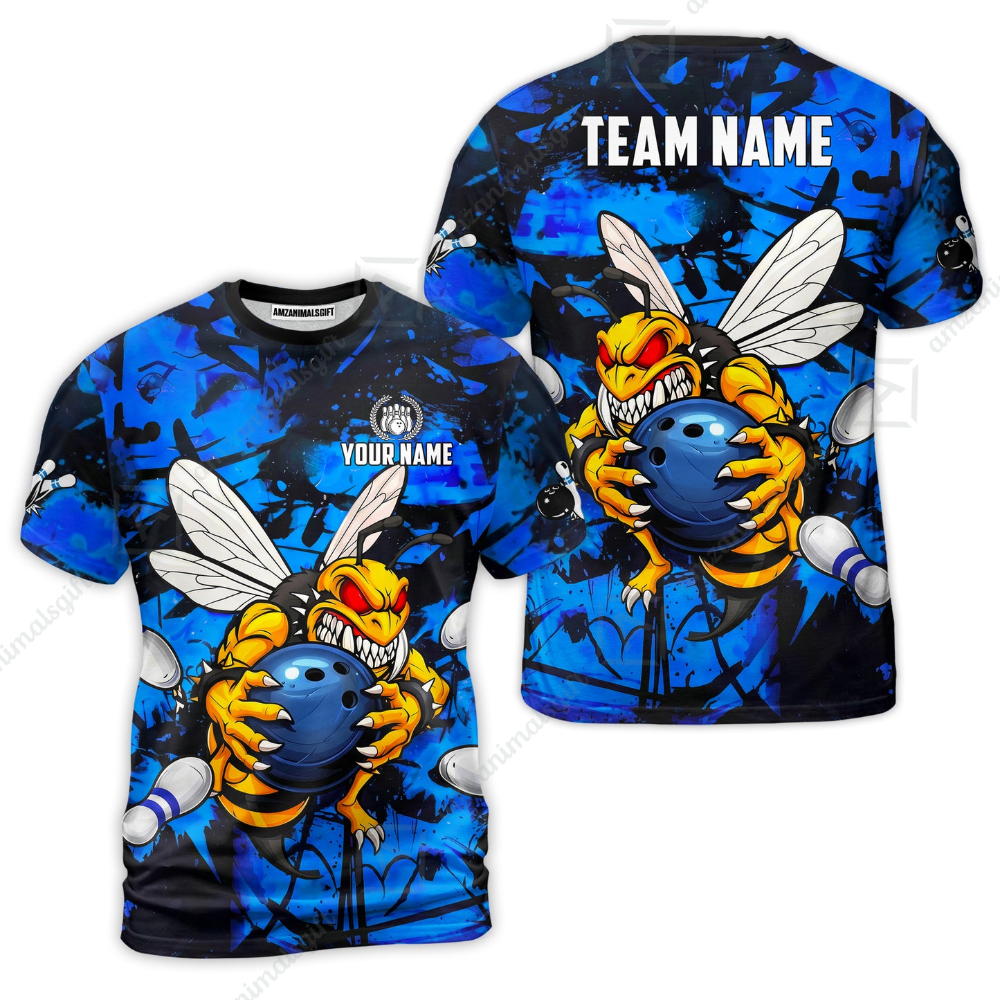 Custom Bowling Jersey Polo Shirt, The Wild Wasp Strike, Custom Bowling Jersey Team Shirt For Players With Name & Team Name