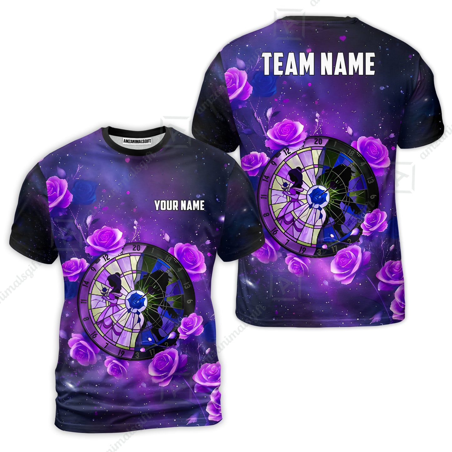 Custom Darts Team Jersey, Personalized Galaxy Flowers Darts Polo Shirt For Players With Name & Team Name