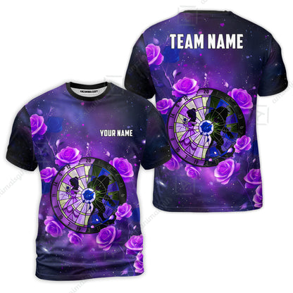 Custom Darts Team Jersey, Personalized Galaxy Flowers Darts Polo Shirt For Players With Name & Team Name