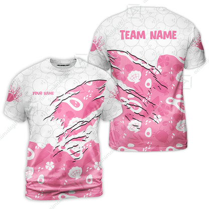 Custom Bowling Jersey Polo Shirt, Pattern Crab Half Crenate Ark Flower Glass, Personalize Name and Team Name