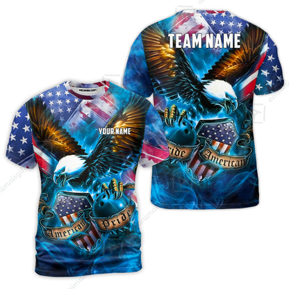 Custom Bowling Jersey Polo Shirt, American Pride Eagle, Personalized Name & Team Name