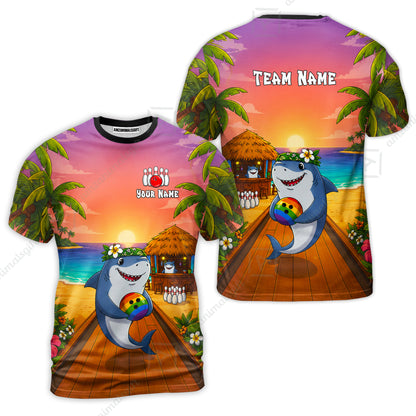 Custom Bowling Jersey Polo Shirt, Shark Strike, Custom Bowling Jersey Team Shirt For Players With Name and Team Name