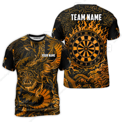 Custom Darts Jersey Polo Shirt, Dragon's Bullseye Darts, Custom Dart Jersey Team Shirt For Players With Name & Team Name