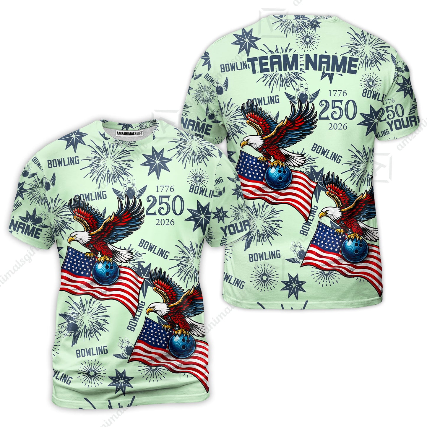 Custom Bowling Jersey Polo Shirt, USA 250 Years of Independence Bowling, Custom Bowling Jersey Team Shirt For Players With Name and Team Name