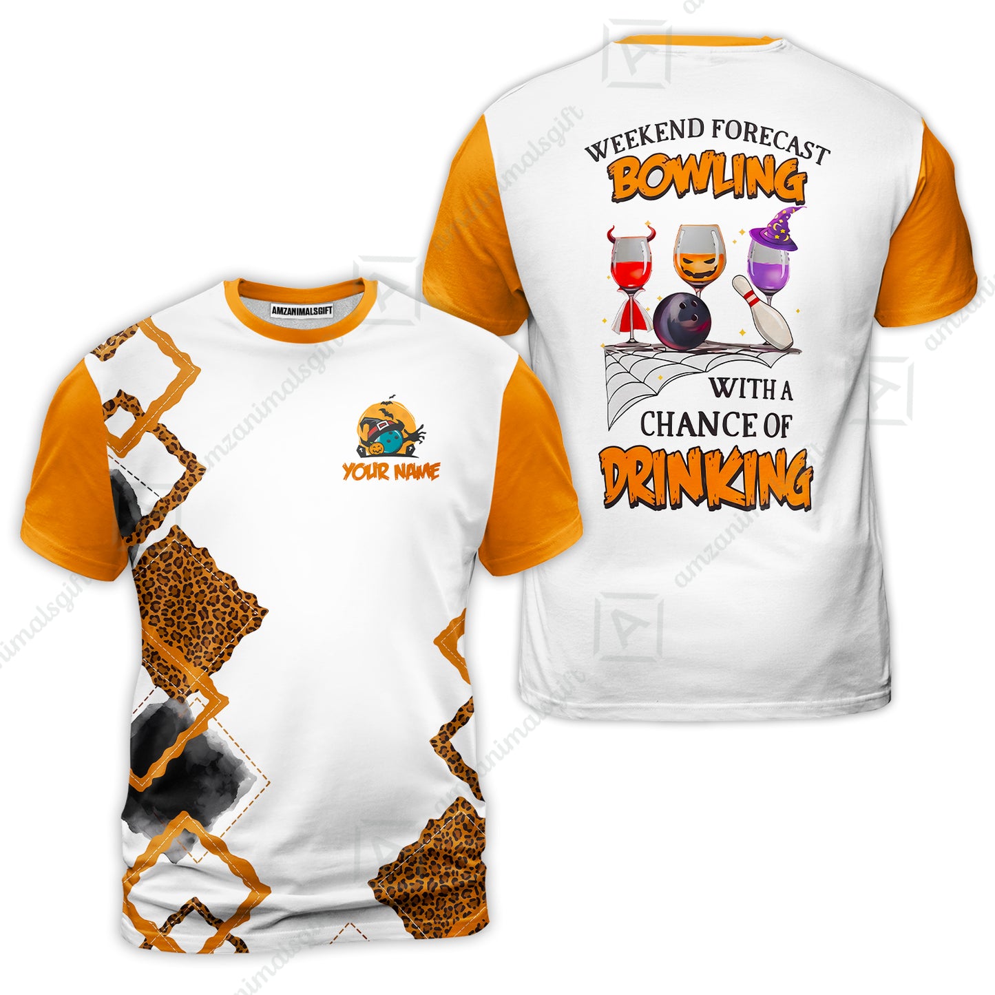Custom Bowling Jersey Polo Shirt, Weekend Forecast Bowling With A Chance Of Drinking, Personalize Name and Team Name