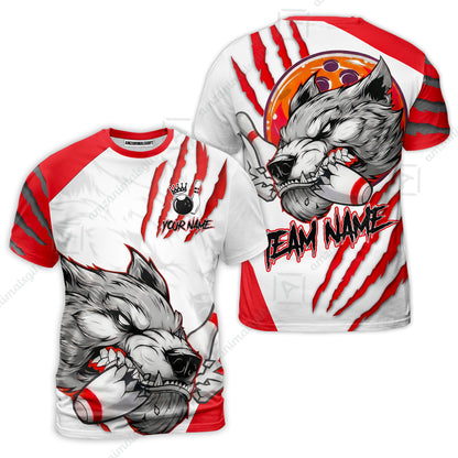 Customized Bowling Jerseys, Fierce Wolf Artwork Scratch, Uniform Bowling - Personalized Name And Team Name