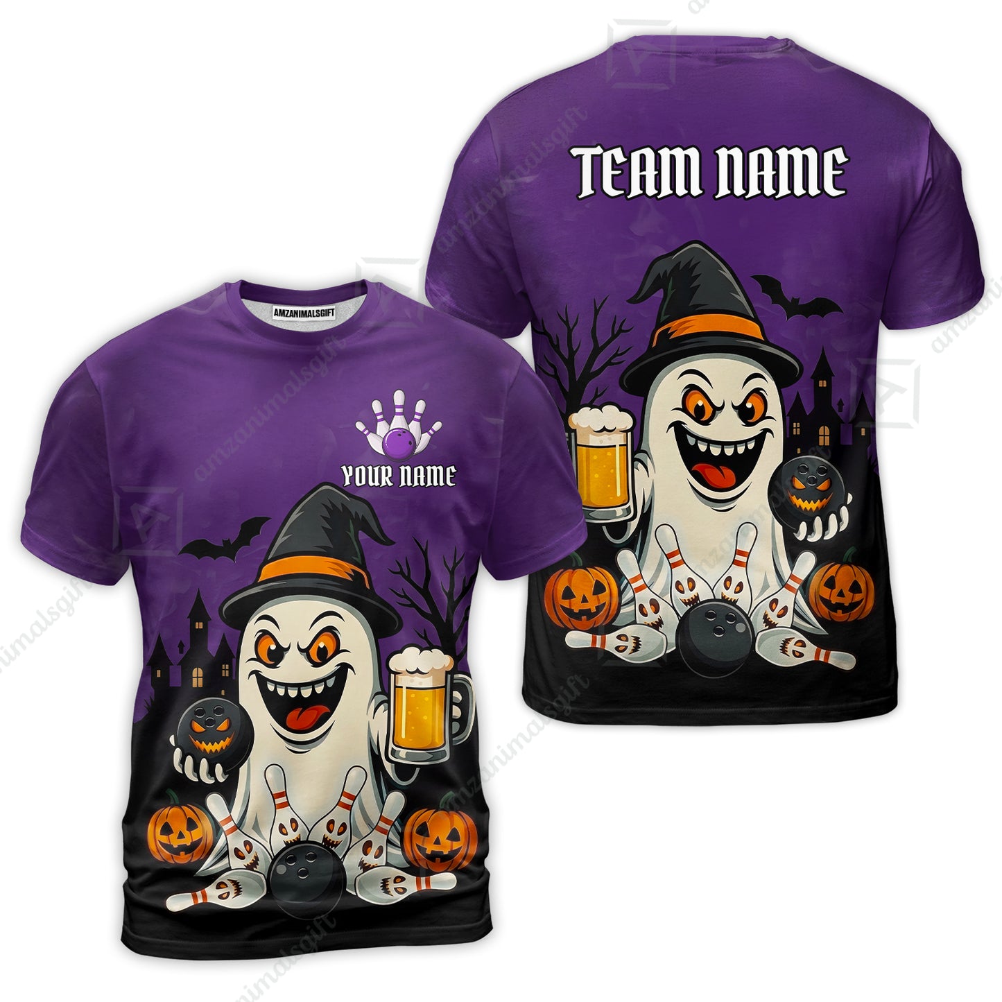 Custom Bowling Jersey Polo Shirt, Bowling Halloween Witch, Custom Bowling Jersey Team Shirt For Players With Name & Team Name