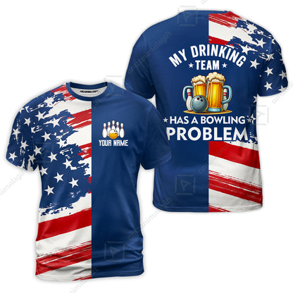 Custom Bowling Jersey Polo Shirt, Funny Drinking Team Bowling Problem, Custom Bowling Jersey Team Shirt For Players With Name and Team Name