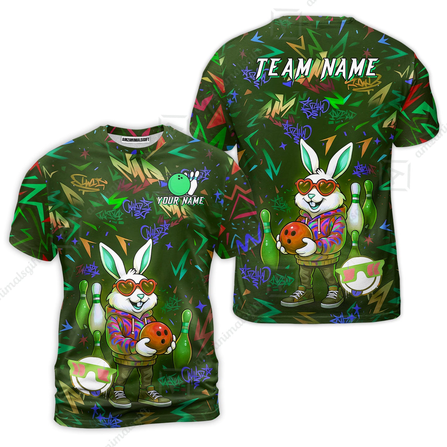 Custom Hip Hop Rabbit Bowling Jersey Polo Shirt, Custom Hip Hop Rabbit Bowling Jersey Team Shirt For Players With Name & Team Name