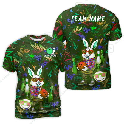 Custom Hip Hop Rabbit Bowling Jersey Polo Shirt, Custom Hip Hop Rabbit Bowling Jersey Team Shirt For Players With Name & Team Name