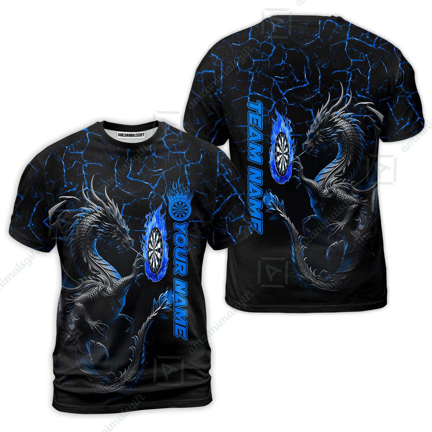 Custom Blue Big Dragon Darts Unisex Polo Team Shirts, Custom Team League Darts Jersey Polo , Custom Darts Team Jerseys Uniform