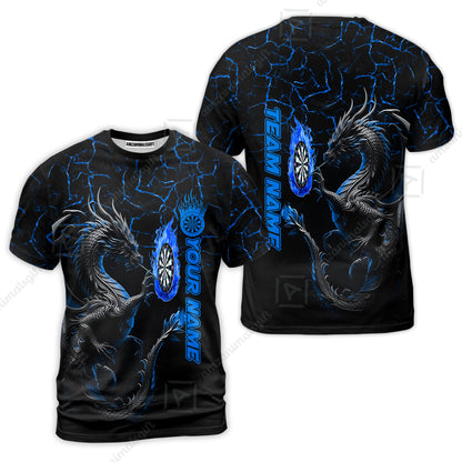 Custom Blue Big Dragon Darts Unisex Polo Team Shirts, Custom Team League Darts Jersey Polo , Custom Darts Team Jerseys Uniform