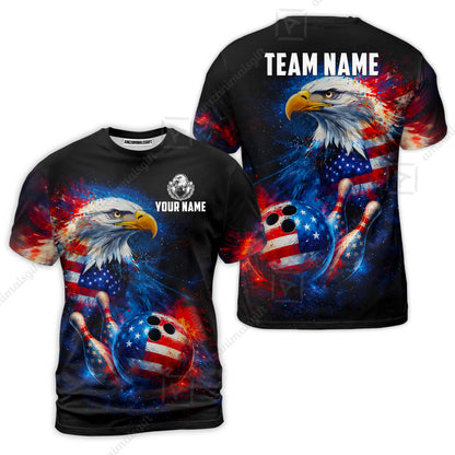 Customized Patriotic Galaxy Eagle Strike Bowling Jersey, Custom Name And Team Name For Bowlers