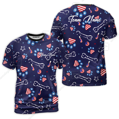 Custom Bowling Jersey Polo Shirt, US Dog Footprint, Personalize Name and Team Name
