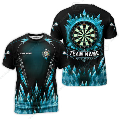Custom Blue Ice Dartboard Jersey Polo Quarter-Zip Team Shirts, Customized Name Team Name Darts Team Jerseys Uniform