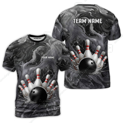 Custom Bowling Team Unisex Polo Shirt, Black Pearl Urethane Bowling Ball Marble Smoke Design for Bowlers