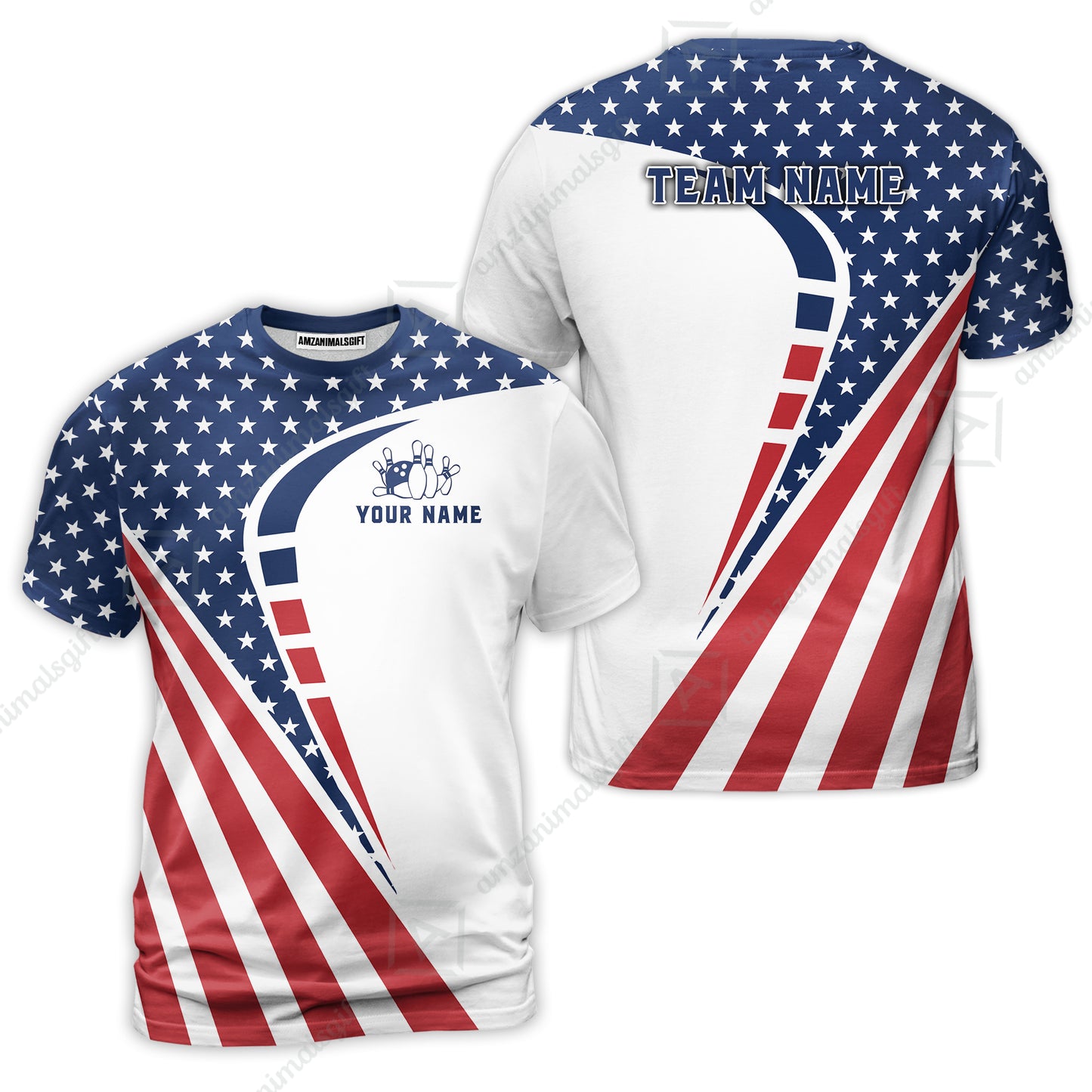 Custom Bowling Jersey Polo Shirt, 4th of July Patriotic Bowling, Custom Bowling Jersey Team Shirt For Players With Name & Team Name