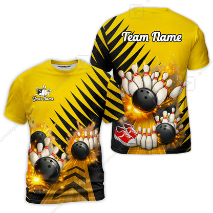 Custom Bowling Quarter Zip Polo Shirt, Yellow Bowling, Custom Bowling Quarter Zip Team Shirt For Players With Name & Team Name