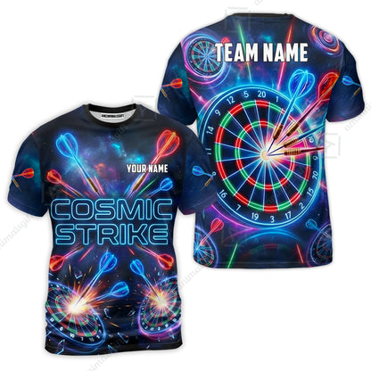 Custom Darts Team Jersey, Personalized Neon Galaxy Strike Darts Polo Shirt For Players With Name & Team Name
