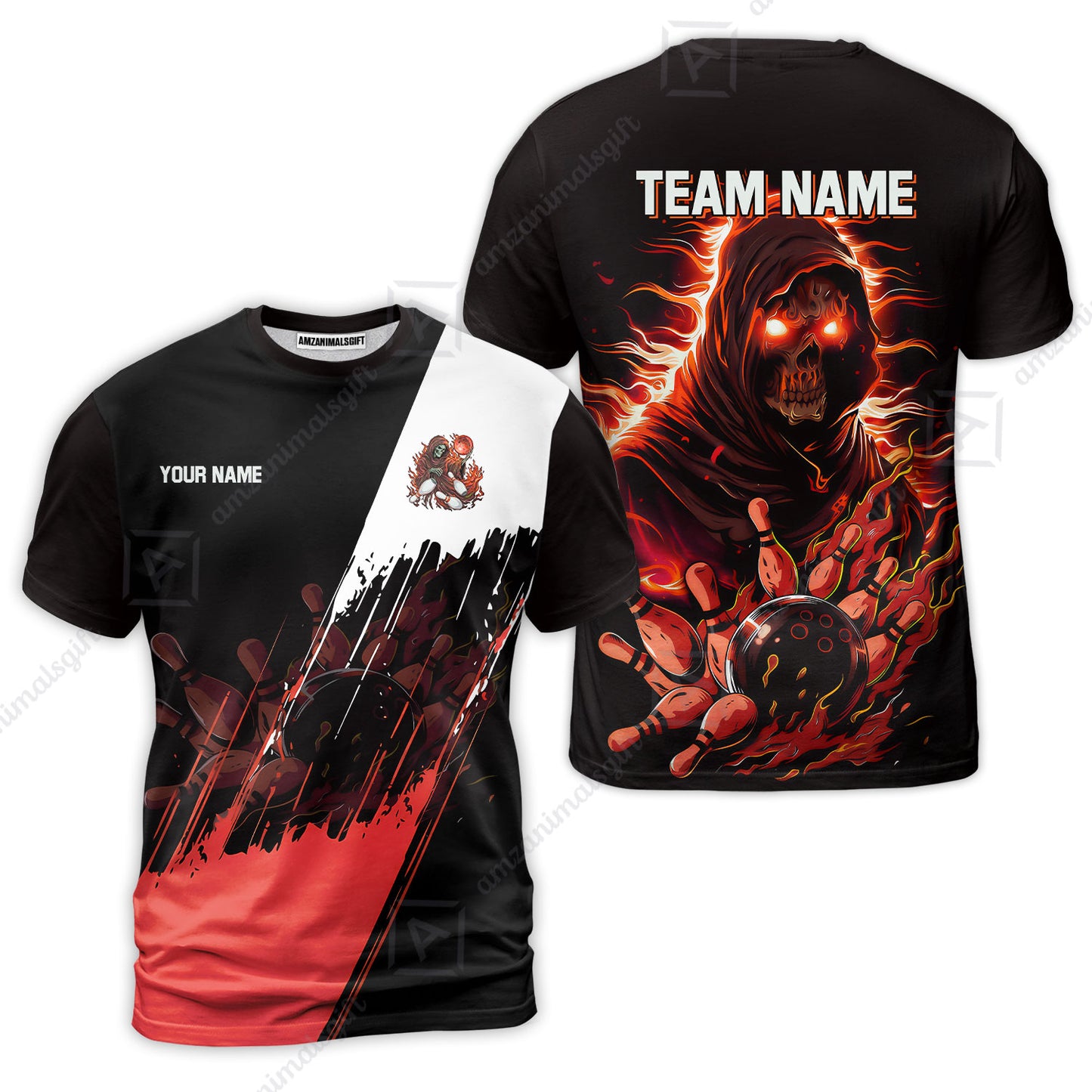 Custom Bowling Jersey Polo Shirt, Glow Reaper Bowling Custom Bowling Jersey Team Shirt For Players With Name & Team Name