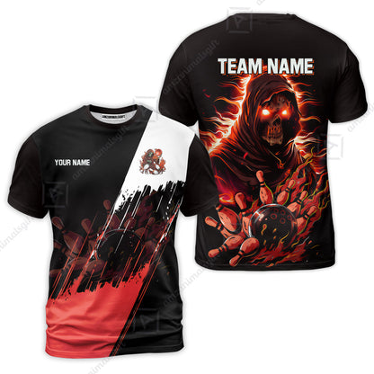 Custom Bowling Jersey Polo Shirt, Glow Reaper Bowling Custom Bowling Jersey Team Shirt For Players With Name & Team Name