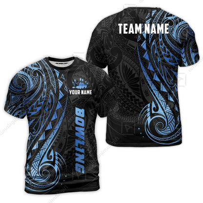 Custom Bowling Jersey Polo Shirt, Polynesian Maori Tribal Tattoo Bowling, Custom Bowling Jersey Team Shirt For Players With Name and Team Name