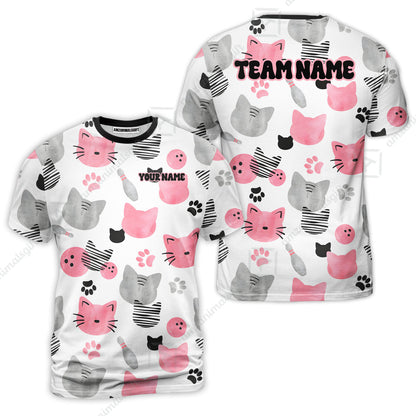 Customized Cat Bowling Watercolor Bowling Jersey, Custom Name And Team Name For Bowlers