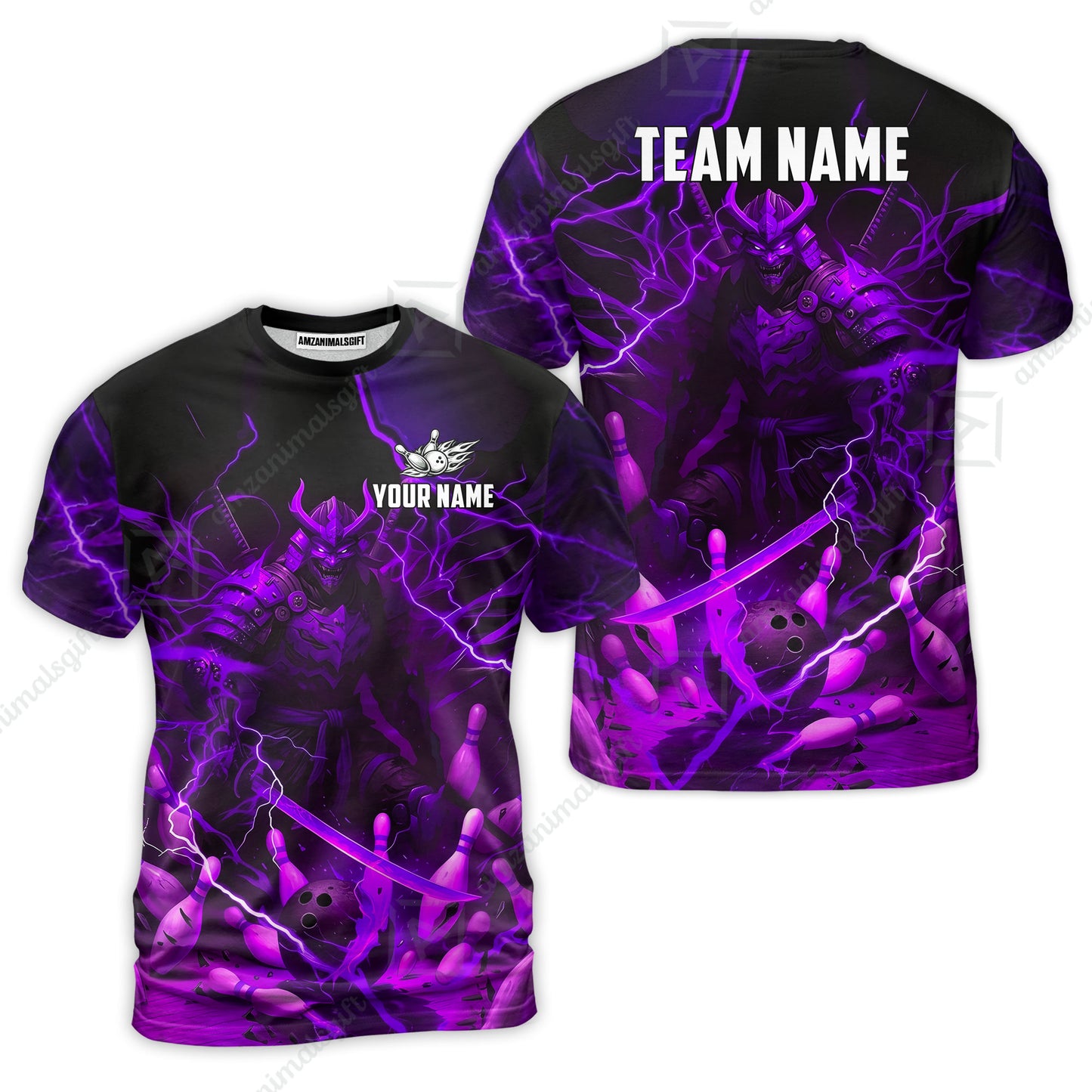 Custom Bowling Jersey Polo Shirt, Fiery Samurai Strike, Custom Bowling Jersey Team Shirt For Players With Name & Team Name
