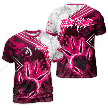 Customized Bowling Unisex Polo Shirt, Fire & Smoke Bowling Pins, Bowling Uniform - Personalized Name And Team Name