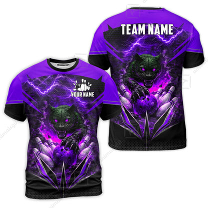Custom Bowling Jersey Polo Shirt, Electric Panther Bowling, Personalized Name & Team Name