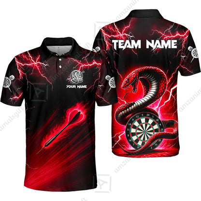 Customized Darts Polo Shirt, Darts Thunder Lightning Cobra Snake Multicolor Polo Shirt Team Jersey For Darts Players