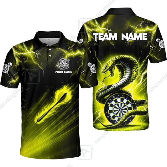 Customized Darts Polo Shirt, Darts Thunder Lightning Cobra Snake Multicolor Polo Shirt Team Jersey For Darts Players