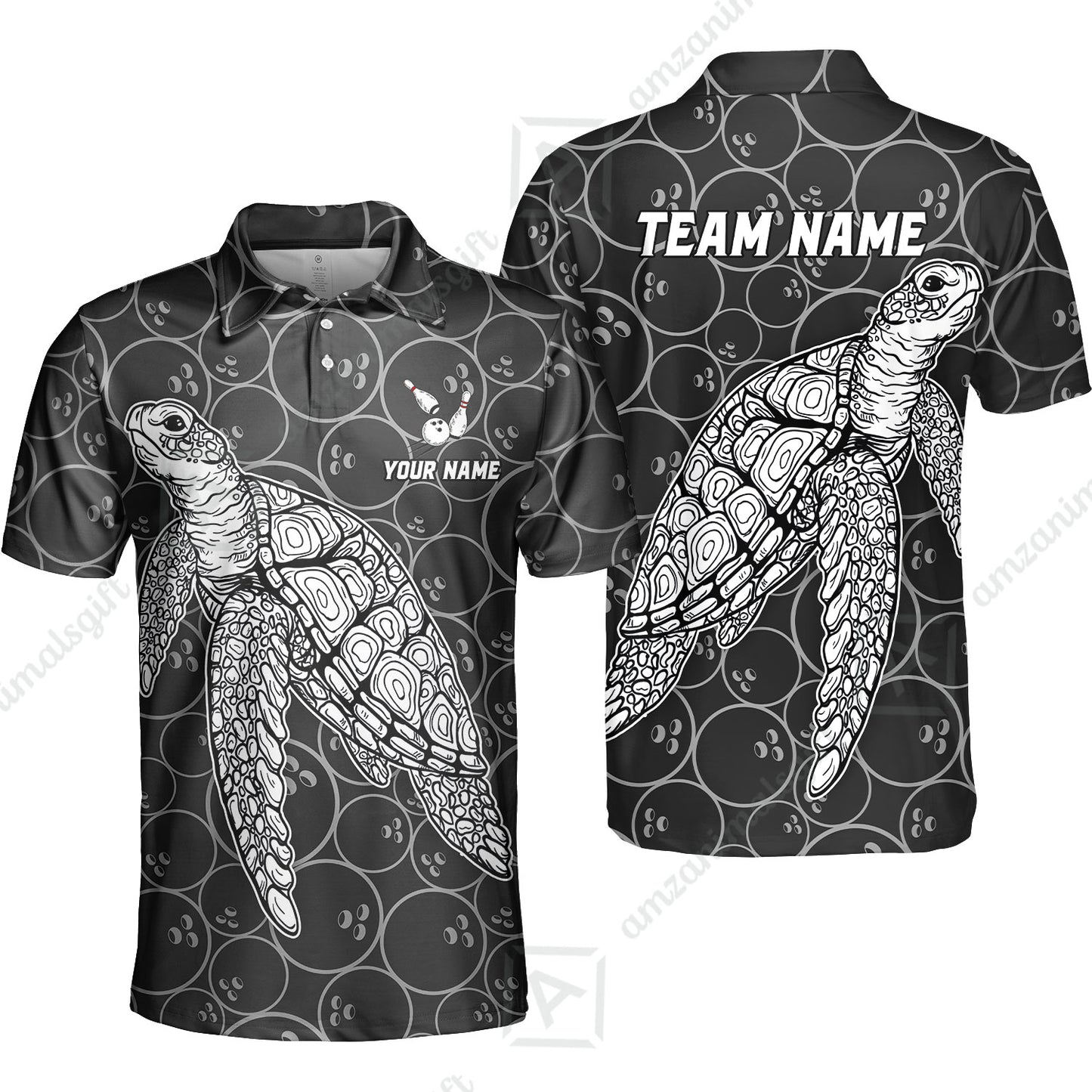 Customized Bowling Unisex Polo Shirt, Bowling Sea Turtle, Bowling Uniform - Personalized Name And Team Name