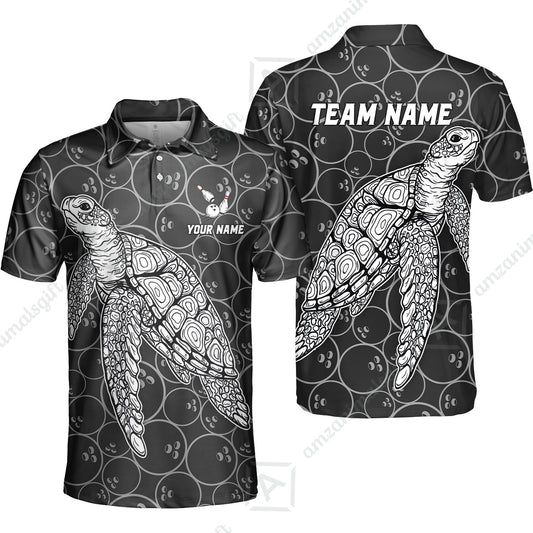 Customized Bowling Unisex Polo Shirt, Bowling Sea Turtle, Bowling Uniform - Personalized Name And Team Name