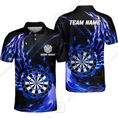 Personalized Darts Hawaiian Shirt - Custom Name & Team Name Darts Purple Fire Polo Shirt For Women, Darts Team, Darts Lover
