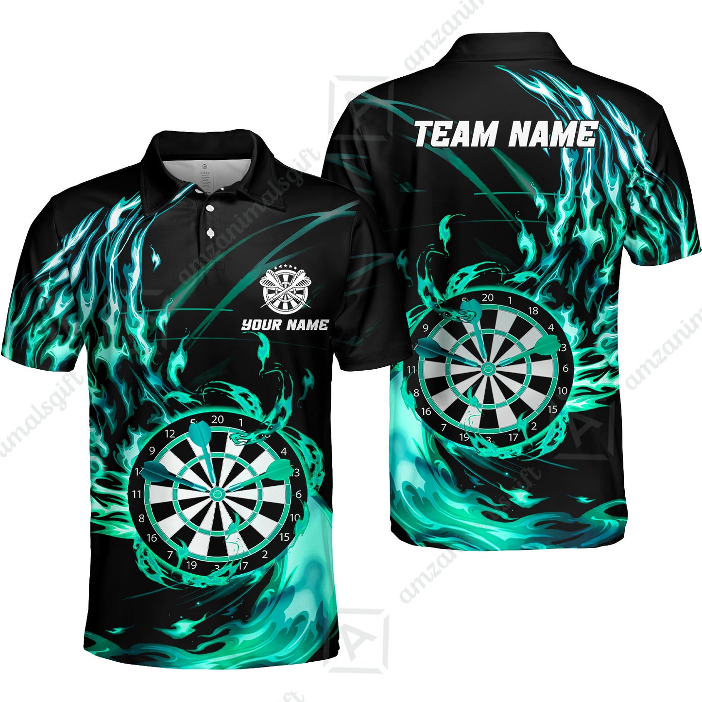 Personalized Darts Hawaiian Shirt - Custom Name & Team Name Darts Purple Fire Polo Shirt For Women, Darts Team, Darts Lover