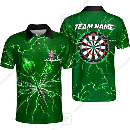 Custom Thunder Lightning Darts Quarter Men Polo Team Shirts,  Custom Darts Team Jerseys Uniform, Personalized Name And Team Name