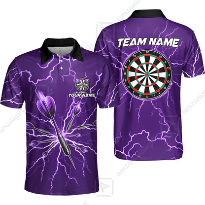 Custom Thunder Lightning Darts Quarter Men Polo Team Shirts,  Custom Darts Team Jerseys Uniform, Personalized Name And Team Name