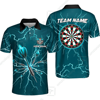 Custom Thunder Lightning Darts Quarter Men Polo Team Shirts,  Custom Darts Team Jerseys Uniform, Personalized Name And Team Name